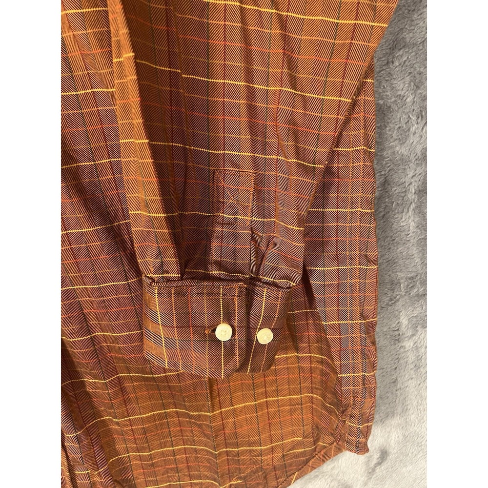 Bobby Jones Collection Mens Small Orange Brown Check Woven in Italy Golf Shirt - Picture 2 of 9